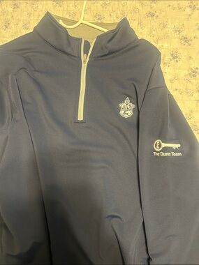 Peter Millar Sea Island Navy Quarter-Zip Pullover and 'The Dunn Team' Embroidery
